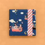 Sint - Pakjesboot Blue - Stripes Fluor Orange Cadeaupapier 70 x 300 cm