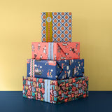 Sint - Pakjesboot Blue - Stripes Fluor Orange Cadeaupapier 70 x 300 cm