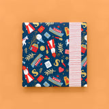 Pakjesavond Blue/Stripes Beet Red Cadeaupapier 70 x 300 cm