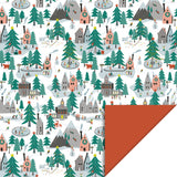 X-mas - Village - Orange Cadeaupapier 70 x 300 cm