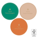 X-mas Stickers Multi - Tekst Fijne Feestdagen Goud - 12 st
