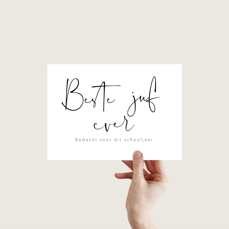 Juf Hand Lettering Beste juf ever Ansichtkaart A6 – Letters by Mae