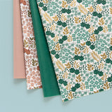 Flower Field Gold - Jade Blue vloeipapier 50 x 70